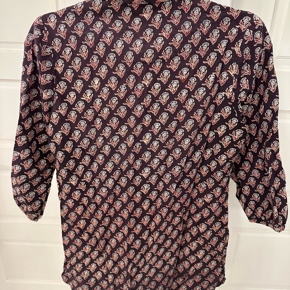 Vintage April Cornell Floral Blouse Tunic Cottagecore Sz Small Cotton 3/4 Sleeve - Picture 2 of 5